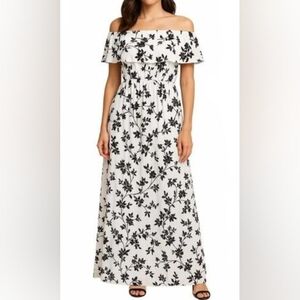 Elegant Off-Shoulder Floral Maxi Dress